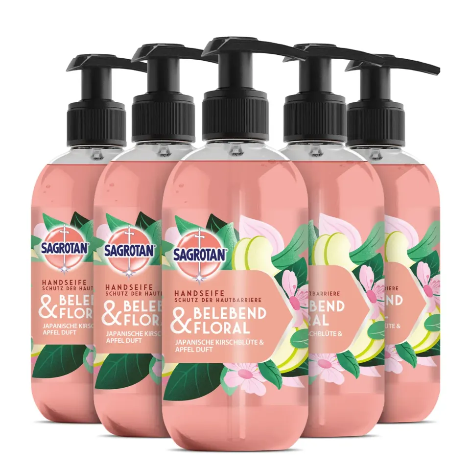 Sagrotan Hygieneseife Belebend Floral 5x300ml Kirschblüte