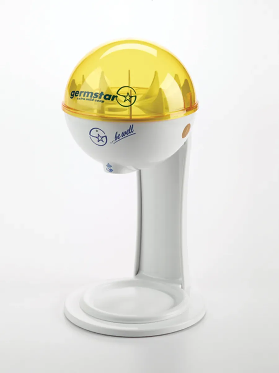 Germstar 32oz Spender mit Tischständer Weiß-Gelb berührungslos