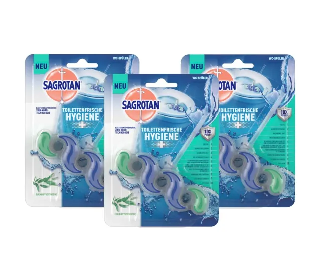 Sagrotan Toilettenfrische Hygiene Plus WC-Spüler Eukalyptus 3er Pack