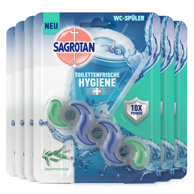 Sagrotan Toilettenfrische Hygiene Plus WC-Spüler Eukalyptus 6er Pack