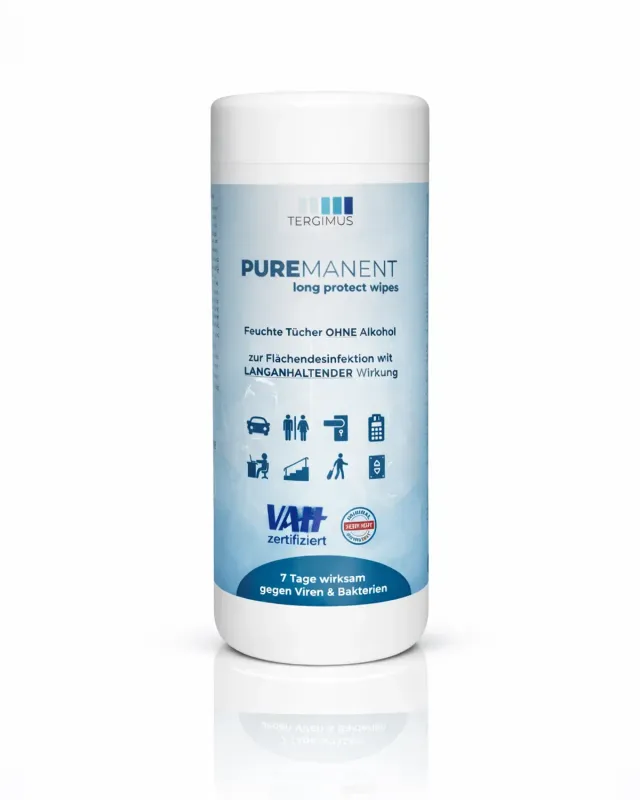 Puremanent Long Protect Desinfektionstücher Dose 80 Tücher alkoholfrei