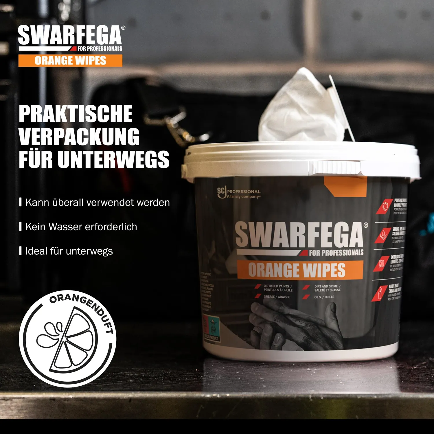 Swarfega Orange Handreinigungstücher 150 Stück ohne Wasser