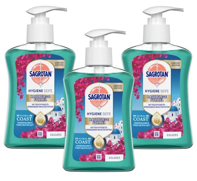 Sagrotan Floral Coast Hygieneseife 3x250ml Wassermelone