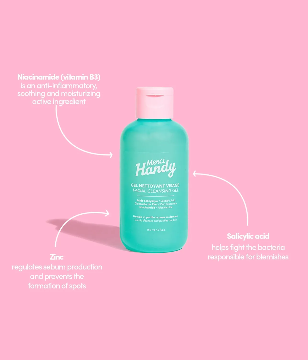 Merci Handy Gesicht Reinigungsset Gel 150ml Bürste Tasche