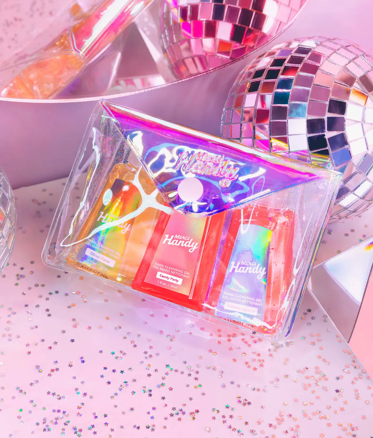 Merci Handy Glitter Handgel 3er-Set mit Tasche