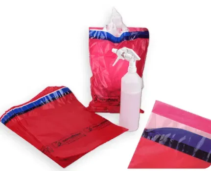 HygieneProtect Folientasche rot Transport sicher verschweißt
