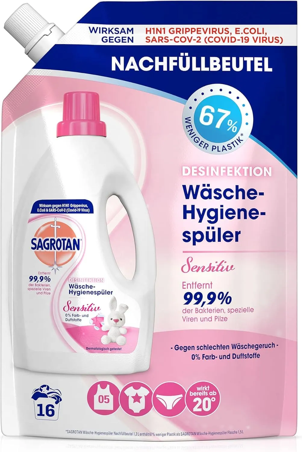 Sagrotan Wäsche-Hygienespüler Sensitiv Wäschespüler 7,5 L ohne Duft