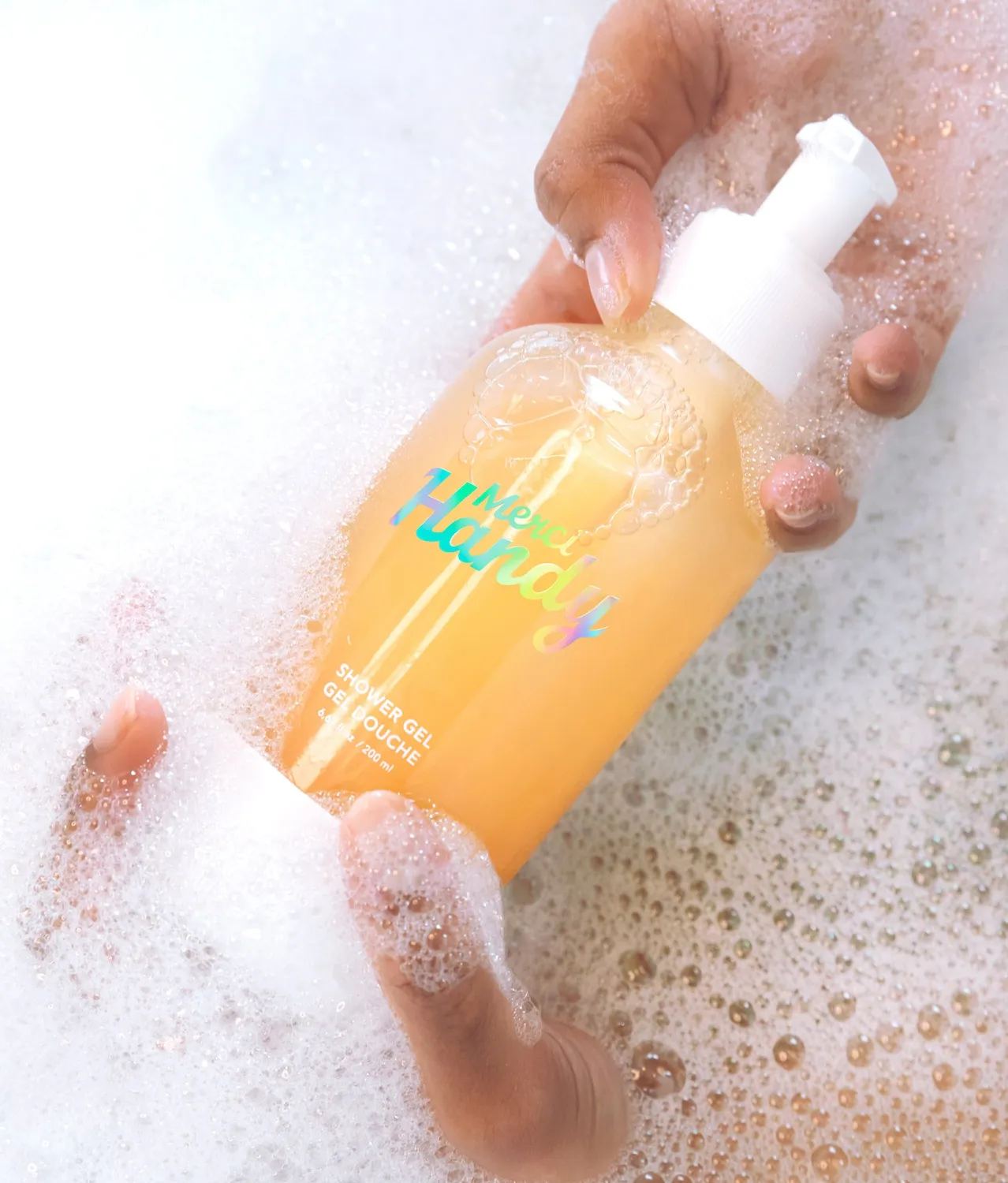 Merci Handy Pour Toujours Duschgel-Flasche Glas leer
