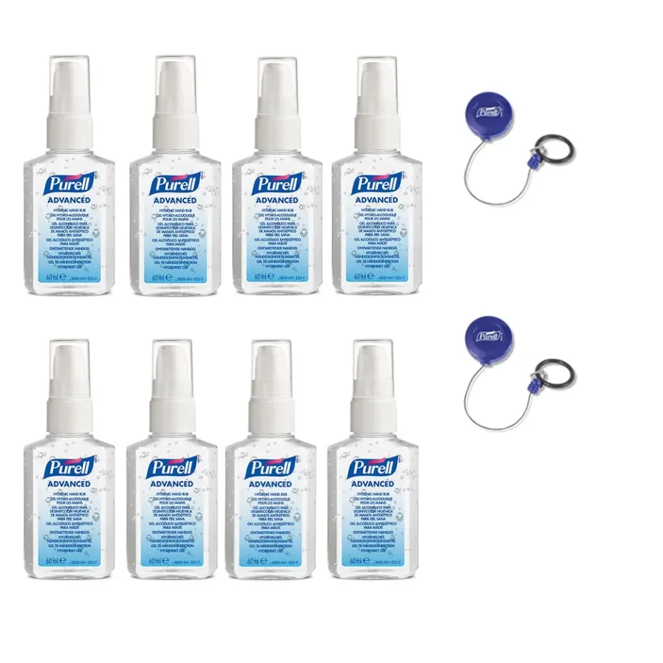 Purell Advanced Händedesinfektionsmittel 8x60ml mit Clip unparfümiert