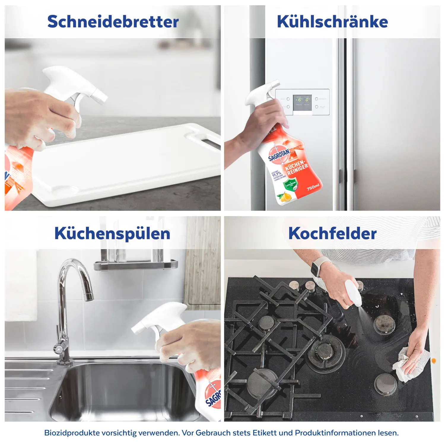 Sagrotan Küchen-Reiniger Zitrone Spray 4x750ml fettlösend