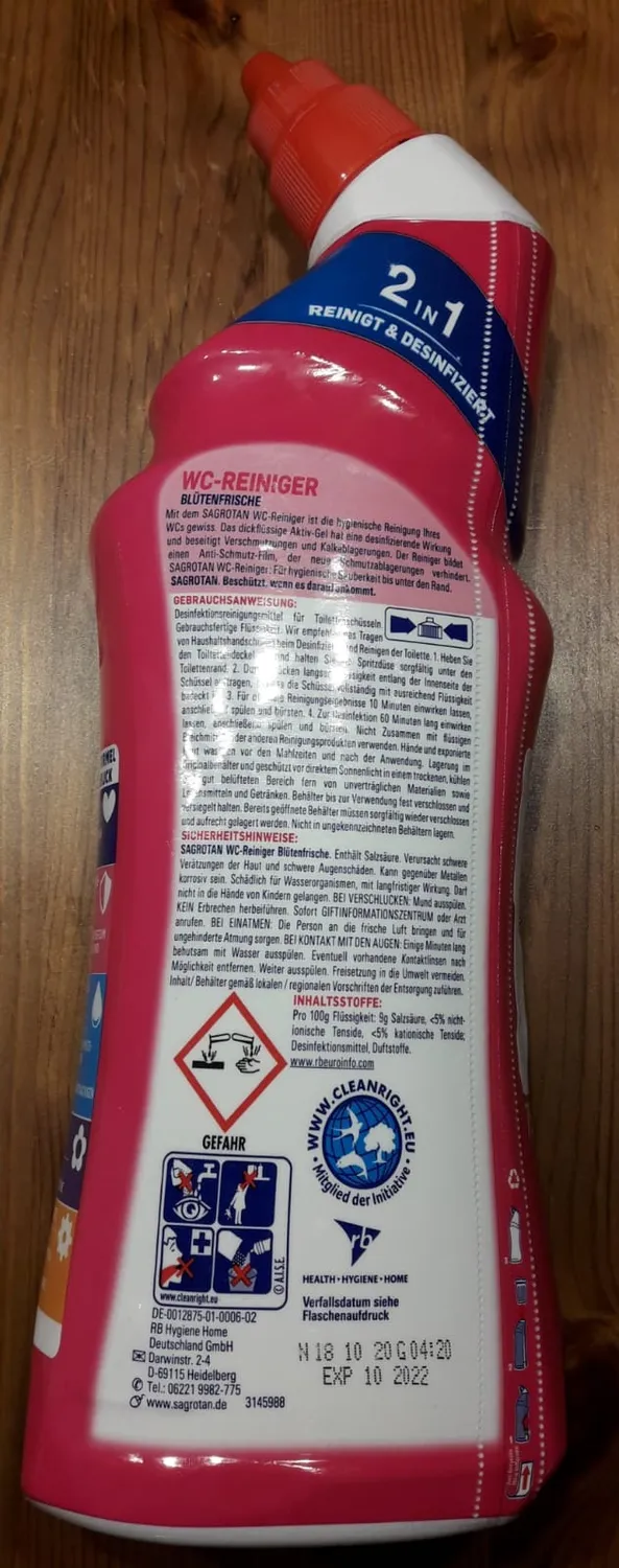 Sagrotan WC-Reiniger Blütenfrische WC-Gel 750 ml Antischmutzfilm