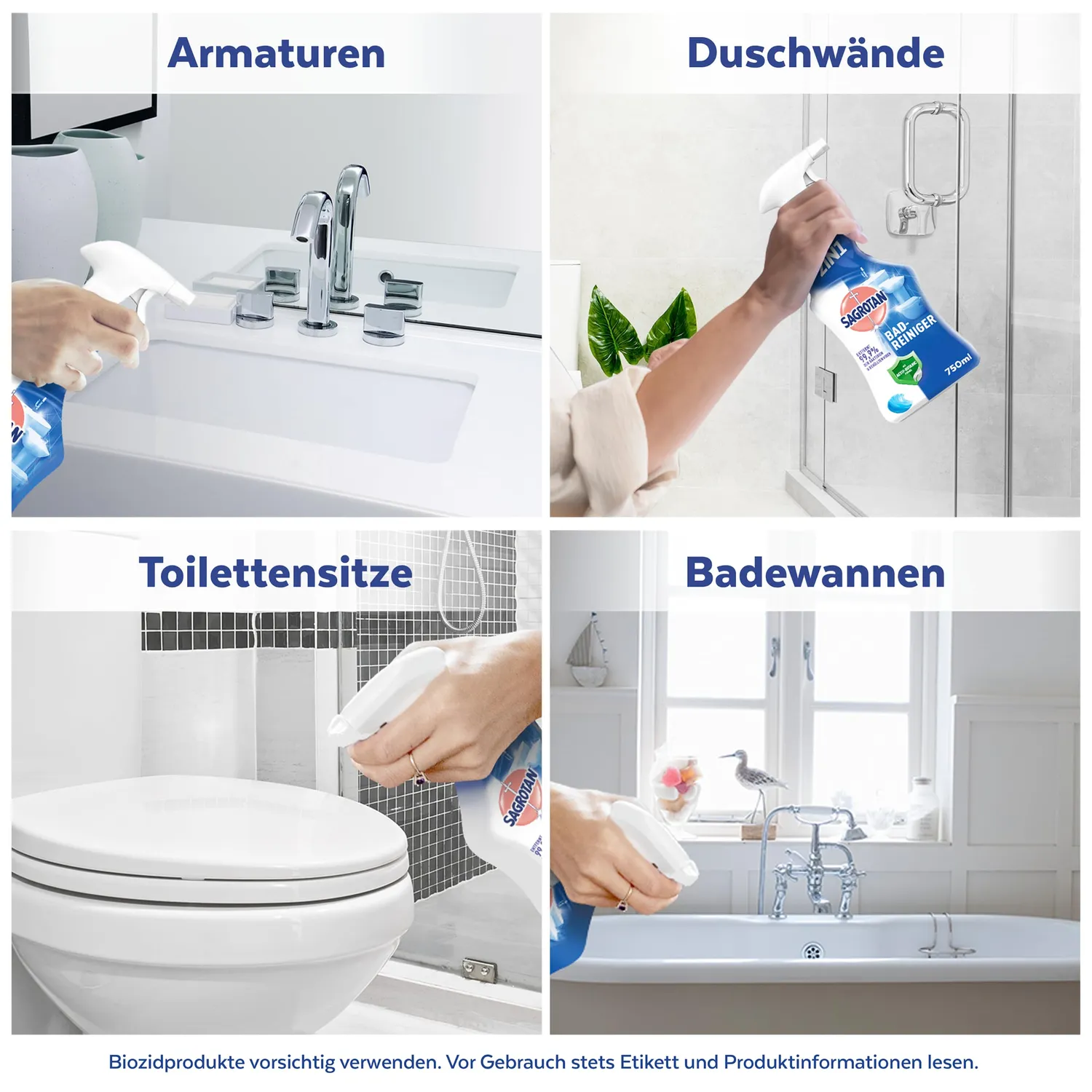 Sagrotan Bad-Reiniger Ozeanfrische Spray 4x750ml 2in1