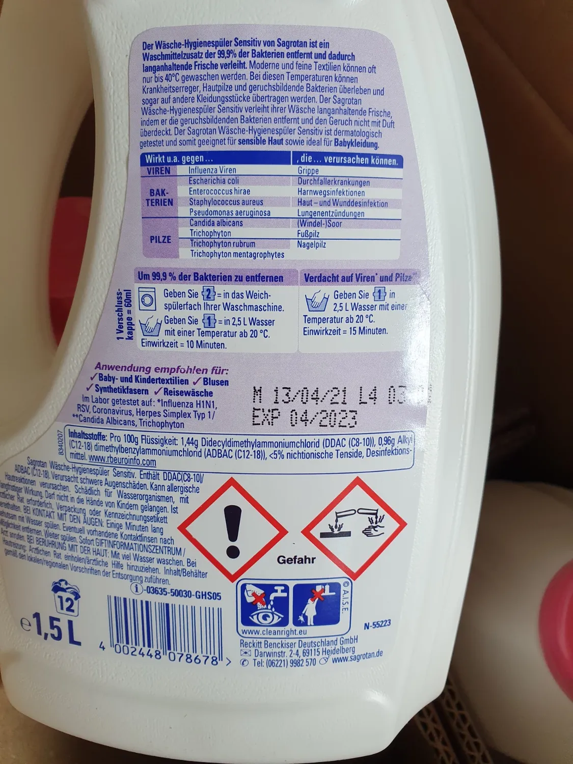 Sagrotan Sensitiv Wäsche-Hygienespüler 5x1,2 L duftfrei
