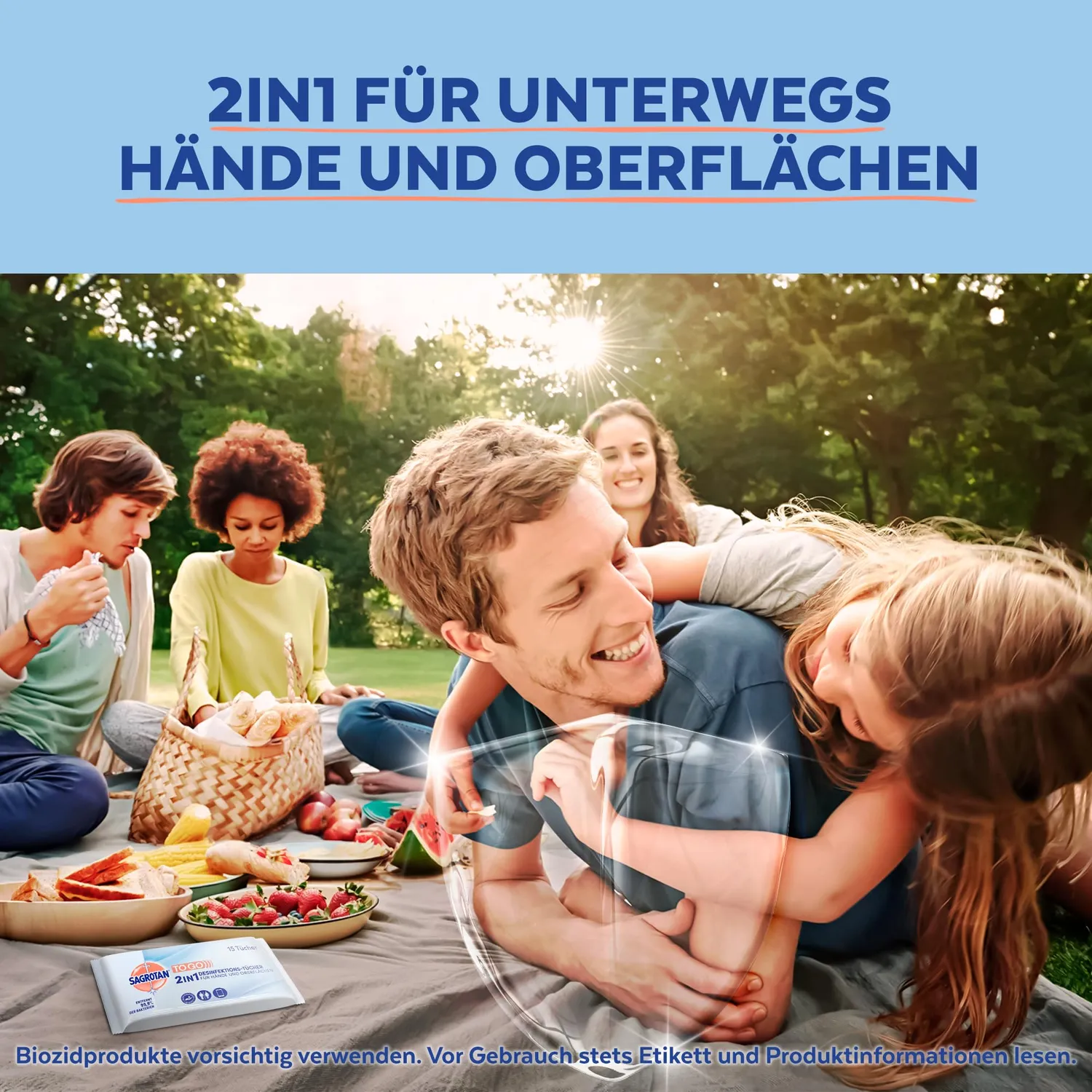 Sagrotan 2in1 Desinfektionstücher 15 Stück für Hände