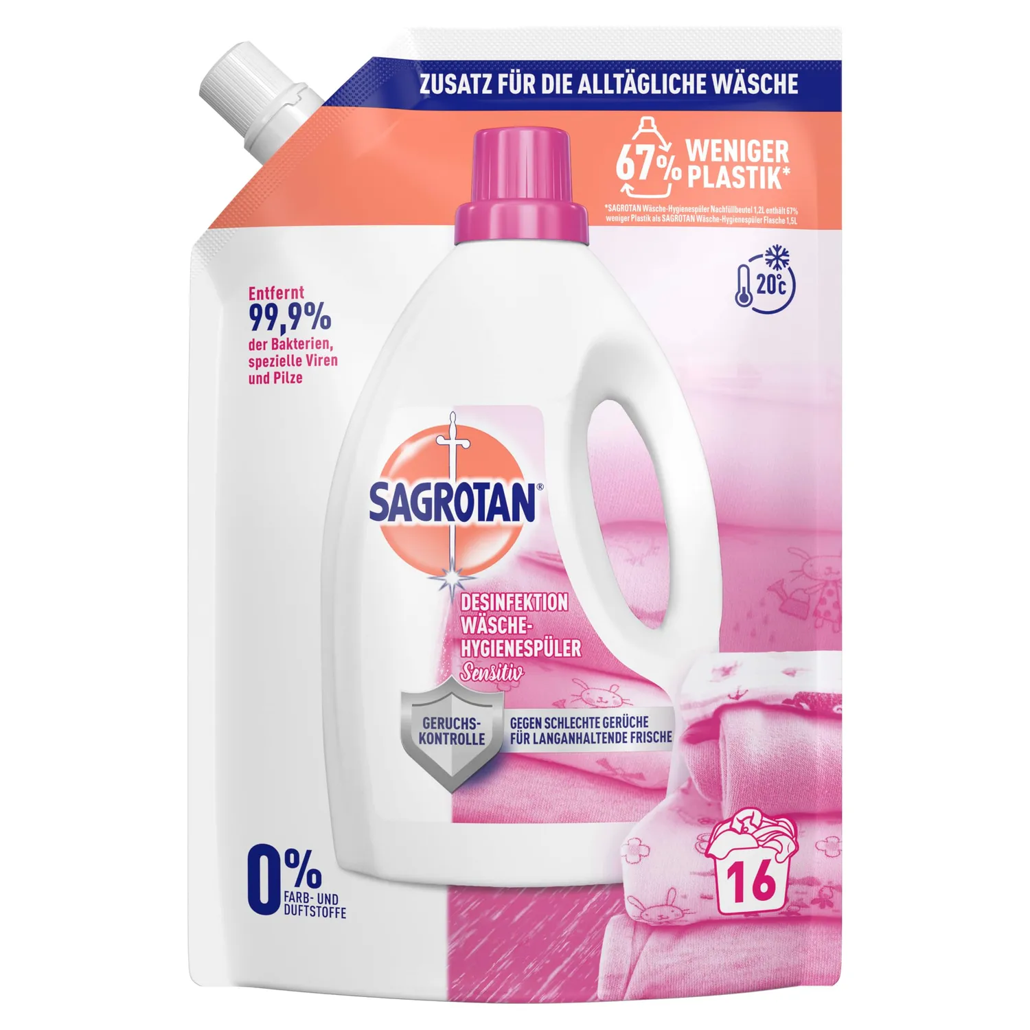 Sagrotan Sensitiv Wäsche-Hygienespüler 5x1,2 L duftfrei