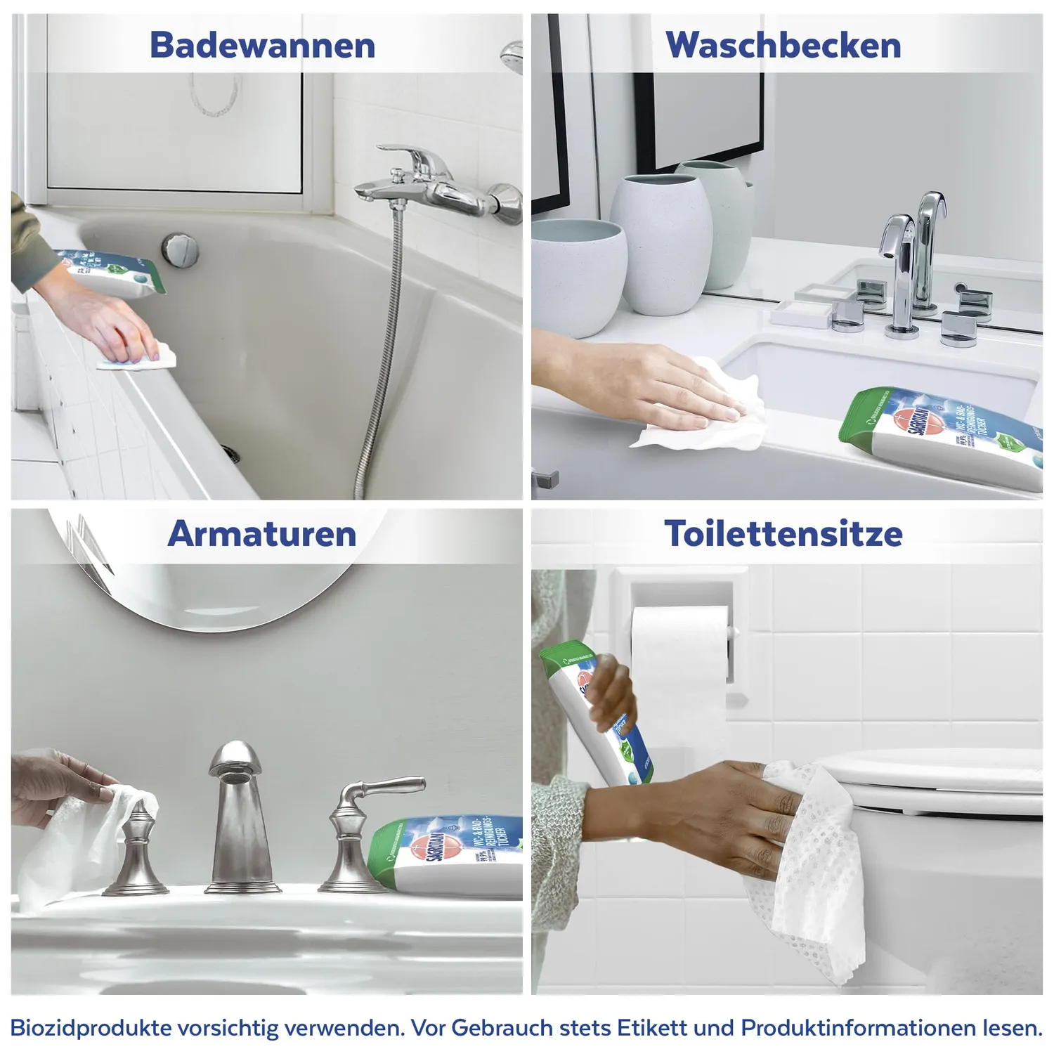 Sagrotan WC-Reinigungstücher Tücher 6x60 Stück Abbaubar