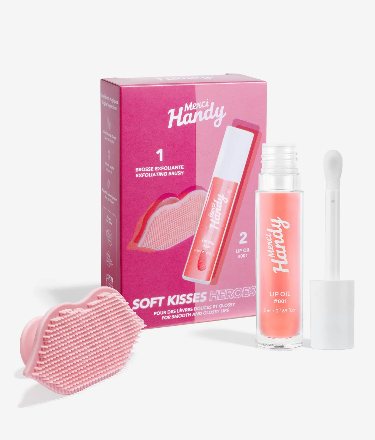 Merci Handy Lèvres Lippenpflege-Set 3-teilig Bürste Öl Balsam