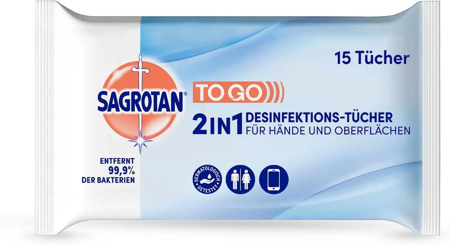Sagrotan 2in1 Desinfektionstücher 15 Stück für Hände