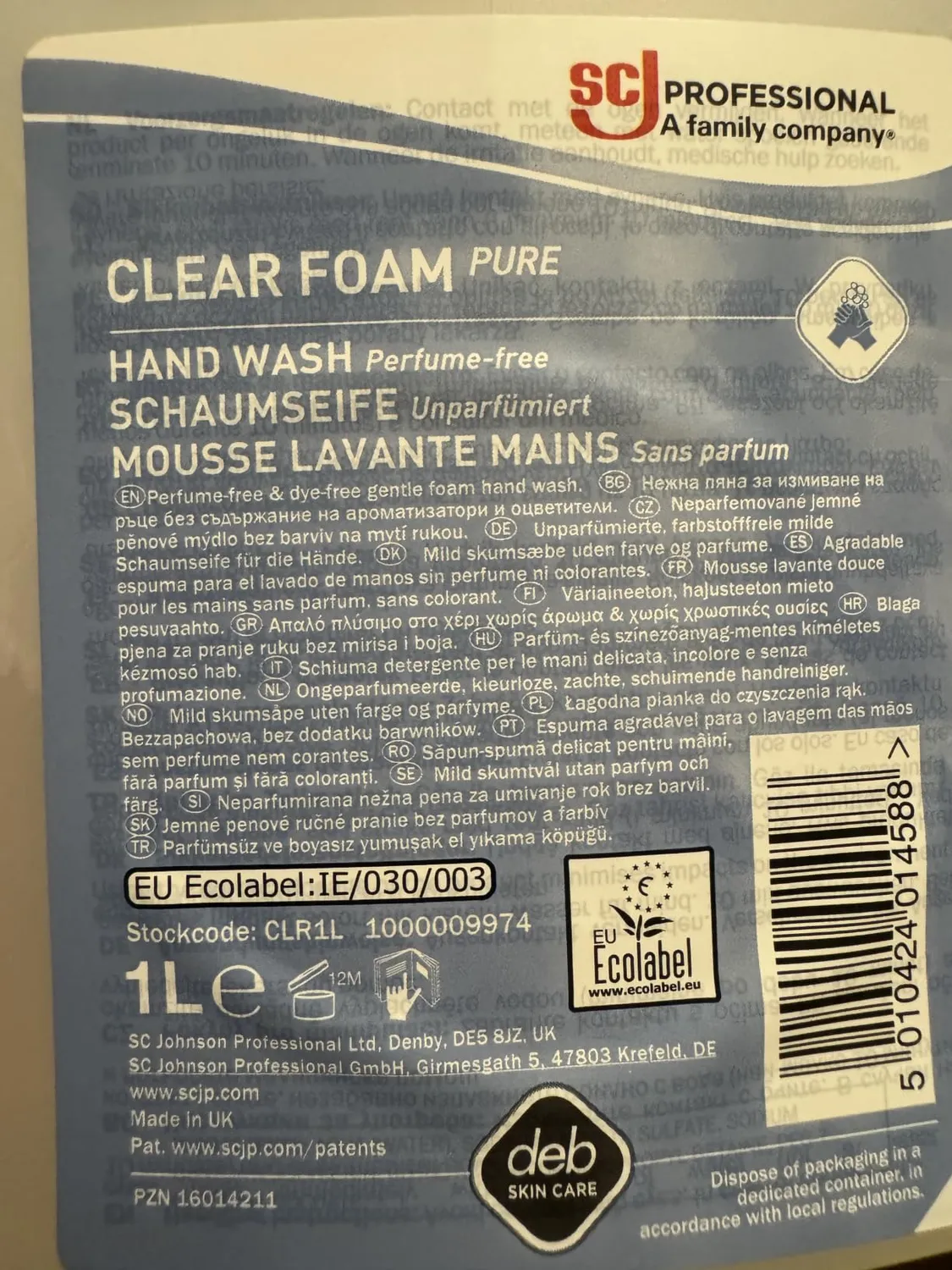 SC Johnson Clear Foam Pure Schaumseife 1L Starter-Set parfümfrei