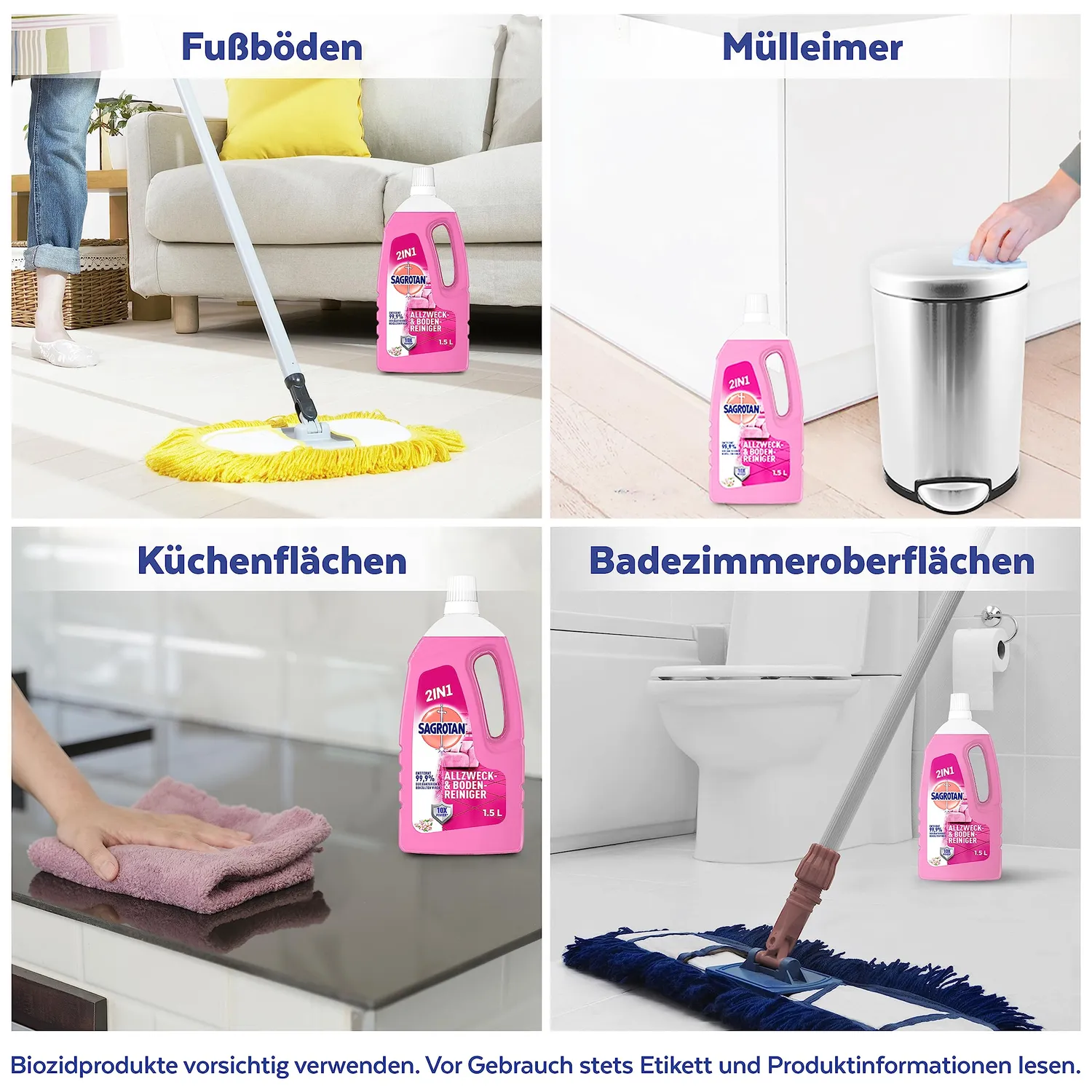 Sagrotan Allzweck-Reiniger Blütenfrische Desinfektion 5x1,5l 2in1